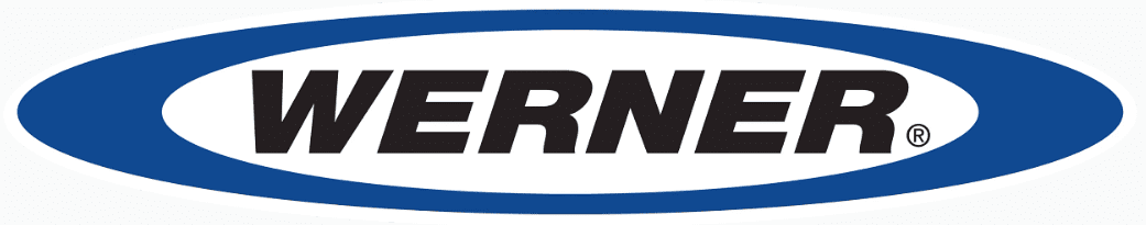 A blue and white logo of the company werner.